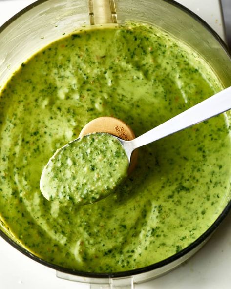 Creamy Pesto Sauce Recipe (Homemade, 15-Minute Recipe) | Kitchn Creamy Pesto Sauce Recipe, Pesto Sauce Recipe, Creamy Pesto Sauce, Verde Sauce, Verde Recipe, Over Easy Eggs, Creamy Pesto, How To Make Pesto, 15 Minute Meals