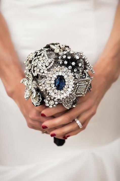 silver-navy-brooch-bouquet Brooch Bouquet Diy, Bling Bouquet, Small Wedding Bouquets, Jeweled Bouquet, Bridal Brooch Bouquet, Wedding Brooch Bouquets, Wedding Brooch, Brooch Bouquet, Brooch Bouquets