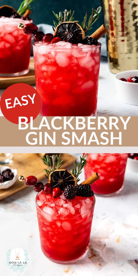 Blackberry Smash, Gin Smash, Festive Cocktail Recipes, Blackberry Gin, Vegan Cocktails, Cinnamon Simple Syrup, Healthy Vegan Dinner Recipes, Gin Cocktail Recipes, Lemon Blueberry Muffins