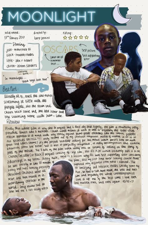 Moonlight Film Aesthetic, Movie Review Poster Design, Aesthetic Reviewer, Moonlight Aesthetic Movie, Movie Review Aesthetic, Book Review Aesthetic Journal, Film Study Aesthetic, Film Studies Notes, Film Review Journal