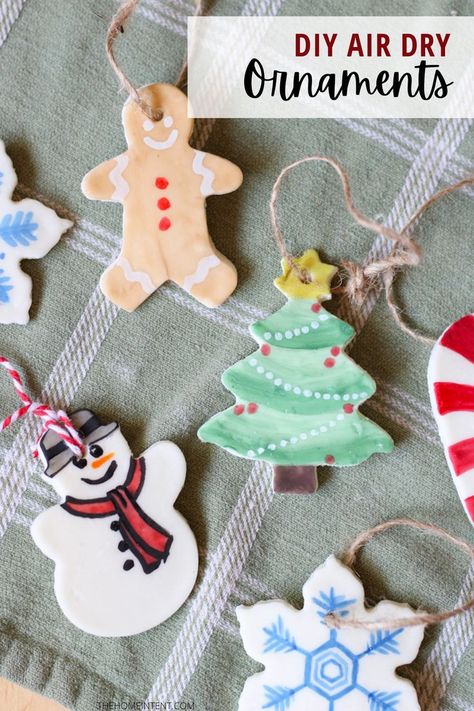 Air Dry Ornaments, Dry Clay Ornaments, Air Dry Clay Ornaments, Christmas Ornaments Pottery, Christmas Ornaments Diy Kids, Ornaments Diy Kids, Clay Gift Tags, Clay Christmas Decorations, Homemade Clay