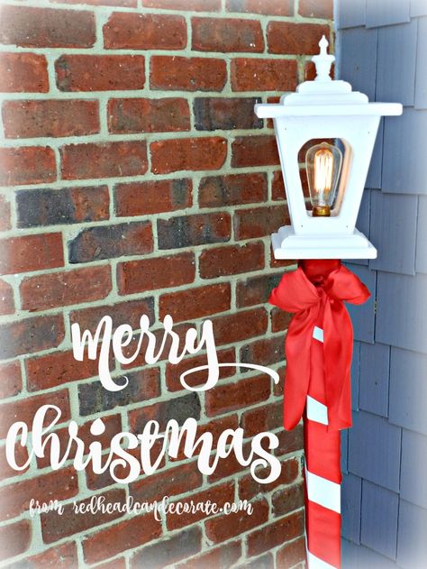 Christmas Light Post Makeover & My Nativity Scene Diy Christmas Lamp Post How To Make, Diy Christmas Light Post, Lamp Post Decorating Ideas, Diy Lamppost, Diy Christmas Lamp Post, Diy Lamp Post Outdoor, Christmas Lamp Post Decorations, Christmas Light Post, Christmas Light Pole