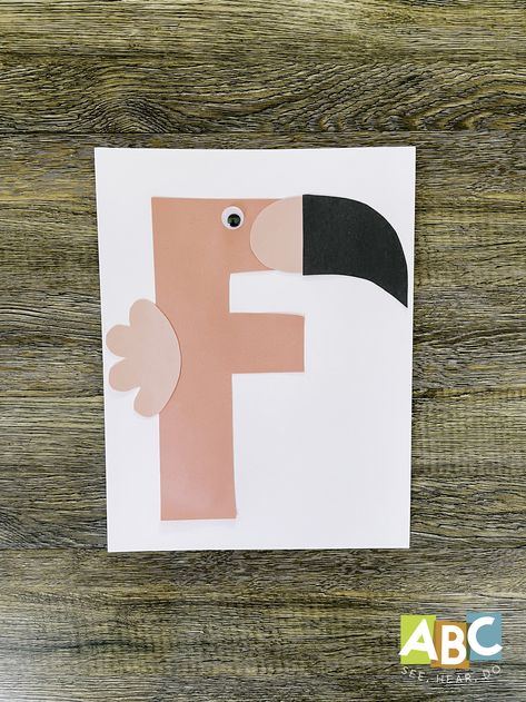 Letter F Flamingo Craft, F Letter Crafts For Preschool, L Is For Preschool Craft, F Is For Flamingo Craft, Letter F Ideas For Preschool, Letter F Projects For Preschool, Letter F Lesson Plan Preschool, Preschool E Crafts, Letter F Crafts For Preschoolers Ideas