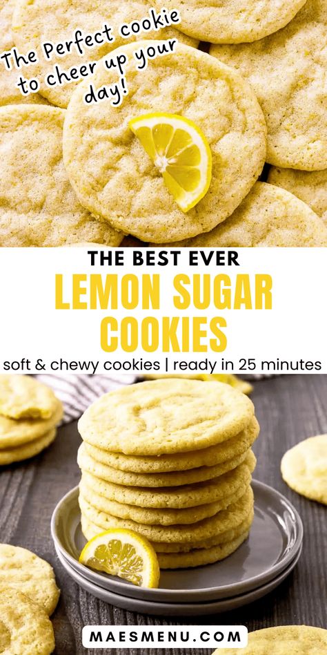 This Lemon Sugar Cookies Recipe is a must try baking recipe this summer. These easy, homemade cookies are the perfect blend of sweet and tangy, with a soft buttery chewy texture. Ready in just 25 minutes these lemon sugar cookies are the perfect treat for your summer picnics or road trips. Get the recipe for these delicious cookies here. #summercookies #summerpicnictreats #sugarcookies Moist Lemon Cookies, Gf Lemon Cookies, Homemade Cookies From Scratch, Lemon Sugar Cookies Recipe, Home Made Cookies, Lemon Cookies Easy, Easy Homemade Cookies, Butter Sugar Cookies, Lemon Cookies Recipes