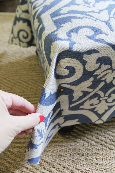 How To Slipcover an Ottoman (Again!) | Less Than Perfect Life of Bliss | home, diy, travel, parties, family, faith Diy Furniture Upholstery, Diy Muebles Ideas, Diy Ottoman, Couch Upholstery, Reupholster Furniture, Ottoman Slipcover, Upholstery Diy, Furniture Repair, Diy Travel