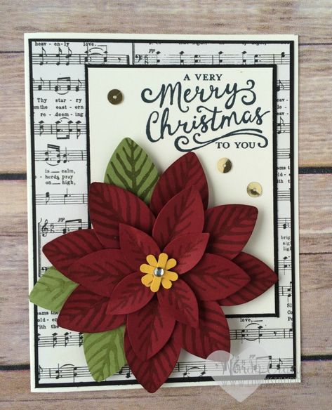 Poinsettia Punch, Stampin Up Weihnachten, Poinsettia Cards, Christmas Card Inspiration, Homemade Christmas Cards, Stampin Up Christmas Cards, Poinsettia Flower, Christmas Poinsettia, Merry Christmas To You