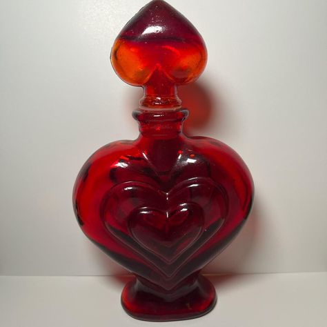 Red glass heart shaped potion bottle - Depop Heart Shaped Potion Bottle, Heart Potion Bottle, Heart Shaped Bottle, Group Project, Potion Bottle, Living Room Inspo, Glass Heart, Red Glass, Ad Design