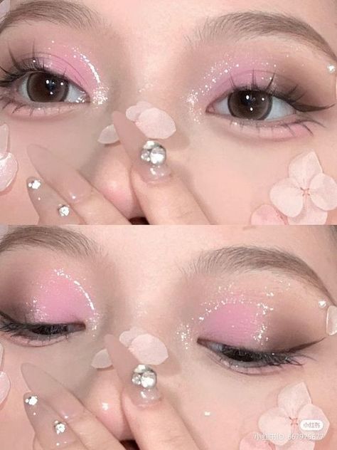 Maquillage Goth, Cute Eye Makeup, Pink Eye Makeup, Doll Eye Makeup, Kawaii Makeup, Formal Makeup, Ethereal Makeup, Basic Makeup, Makeup Aesthetic