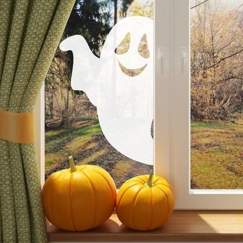 Gold Wall Stickers, Tattoo Wall Art, Halloween Window Decorations, Casa Halloween, Manualidades Halloween, Halloween Window, Decor Shabby Chic, Window Cling, Halloween Geist