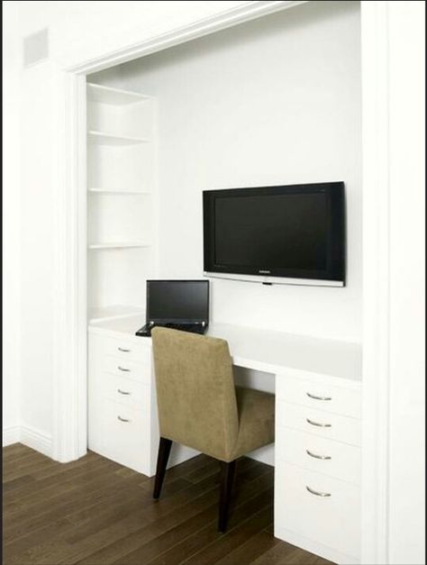 Room Closet Makeover Small, Closet Turned Office, Closet Conversion, Closet Desk, Closet Transformation, Home Office Closet, Maximize Small Space, Minimalist Closet, Closet Office