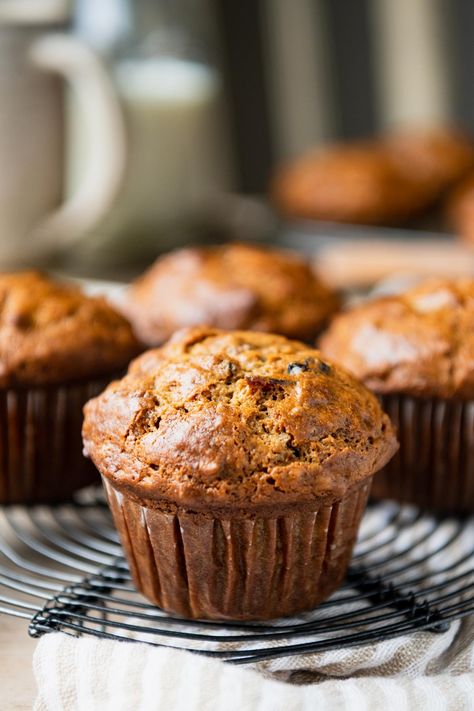 Grandma's classic bran muffin recipe is a quick breakfast or snack, and a perfect companion for a hot cup of coffee or tea. Moist, fluffy, and sweetened with molasses and raisins, the bran muffins are a satisfying and delicious treat with fresh fruit, yogurt, eggs, and more! Best Bran Muffins, Bran Muffin Recipe, Blueberry Bran Muffins, Yogurt Eggs, Bran Muffin, Bran Muffin Recipes, Bran Muffins, Fruit Yogurt, Dried Blueberries