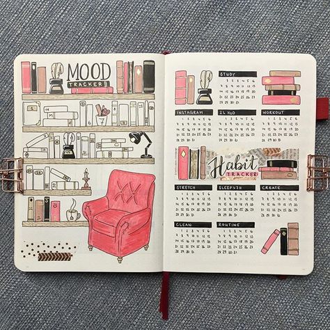 Hey guys 😊 Here‘s my October cover page. I chose a library / book theme with very simple doodles for this month. 📚 It‘s a bit different… October Mood Tracker, Book Bullet Journal, Bullet Journal Theme Ideas, Journal Theme Ideas, Book Reading Journal, Bullet Journal Tracker, Bullet Journal Mood, Bullet Journal Notebook, Bullet Journal Themes