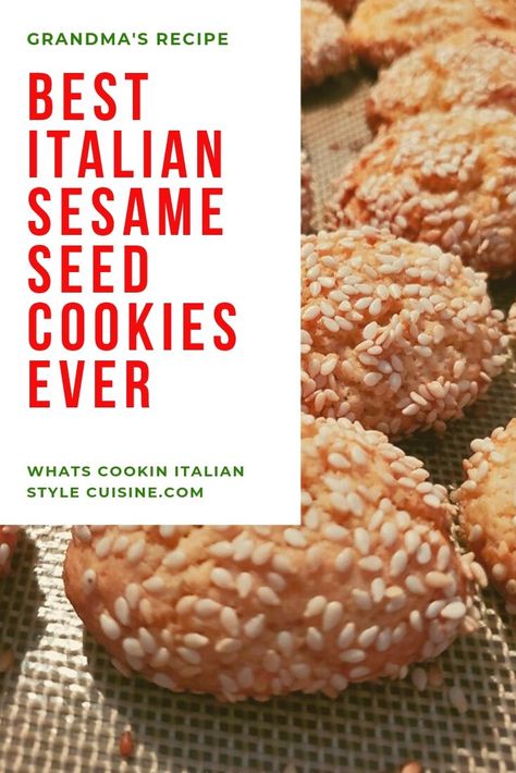 Sesame Cookies Italian, Best Italian Cookie Recipe, Italian Sesame Seed Cookies, Sesame Seed Cookies, Sesame Candy, Interesting Cookies, Sesame Recipes, Cookies Italian, Vegan Shortbread