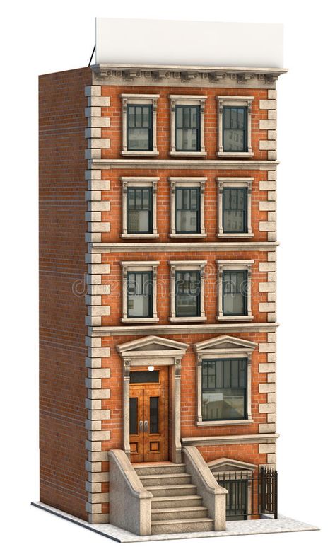 Brick Apartment Building, Brick Illustration, Apartment Background, Brownstone Apartment, Apartment Building Exterior, Brick Apartments, Brick Apartment, Blank Billboard, Buildings Artwork