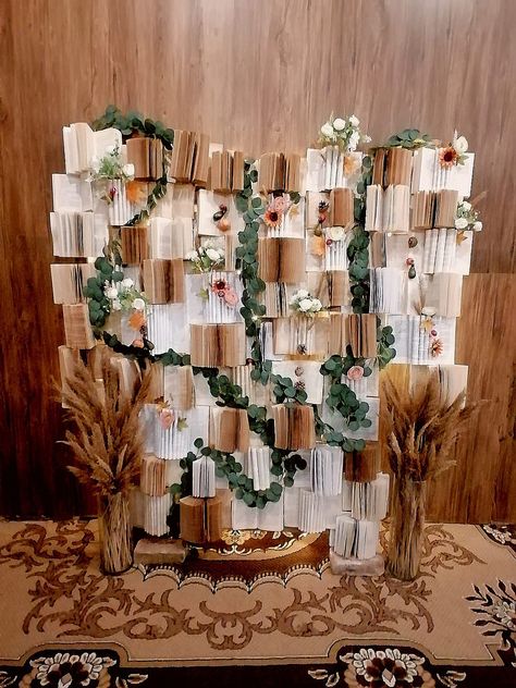 Book Backdrop, Backdrop For Photos, 88th Birthday, Different Kinds Of Flowers, Photo Props Diy, Wood Backdrop, Wooden Name Signs, Rental Decorating, Wedding Decor Inspiration