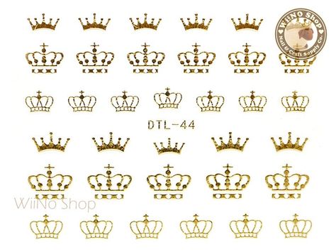 Gold Crown Nail Art Sticker - 1 pc (DTL-44G) Crown Nail Designs, Crown Nail Art, Crown Nails, Royals Nails, Nail Decals Diy, Themed Nails, Pretty Manicures, Nail Art Sticker, Glam And Glitter