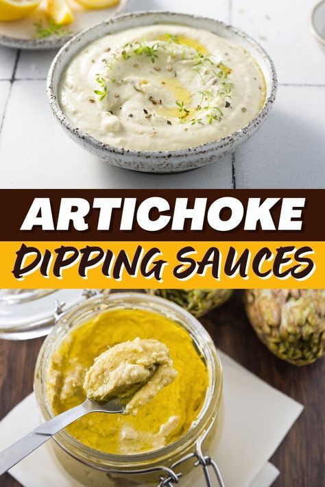 For a tasty treat, try these artichoke dipping sauces! From lemon dill to garlic aioli to Sriracha, you'll want to try them all. Sauce For Artichoke Dipping, Garlic Artichoke Dip, Aioli For Artichokes, Artichoke Dipping Sauce Garlic Aioli, Homemade Garlic Dip, Steamed Artichoke Dipping Sauce, Artichoke Aioli, Best Artichoke Recipe, Artichoke Dipping Sauce