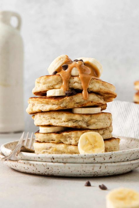 Gluten-Free Banana Pancakes (Fluffy + Easy!) - Meaningful Eats Meaningful Eats, Gluten Free Banana Pancakes, Pancakes Fluffy, Banana Pancakes Recipe, Pancake Toppings, Banana And Egg, Recipe Gluten Free, 3 Ingredient Recipes, Gluten Free Pancakes