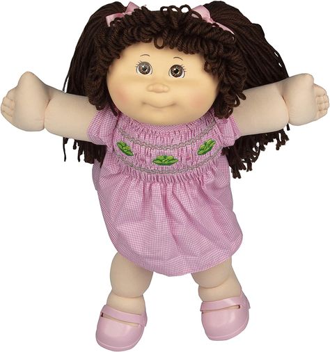 Ready for adoption! This adorable vintage style Cabbage Patch Kid doll comes with a unique name, birth certificate and adoption papers. This is an affiliate link or sponsored post. Brunette Hair Brown Eyes, Girl Hair Colors, Yarn Hair, Hair Doll, Cabbage Patch Kids Dolls, Kids Fans, Brown Eyed Girls, Cabbage Patch Dolls, Rocker Style