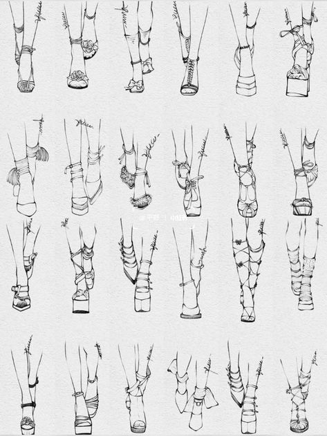 Drawing Heels Reference, Anime High Heels Drawing, How To Draw Shoes Back View, Heels How To Draw, Fashion Design Shoes Drawing, High Heels Front View Drawing, Shoes In Different Angles Drawing, Heel Design Drawing, Sneaker Reference Drawing