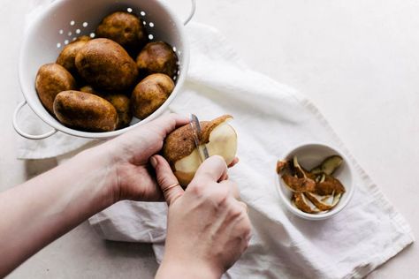 Should You Peel Potatoes Before Boiling? A Test Kitchen Pro Explains Peel Potatoes Ahead Of Time, Steamed Potatoes, Potato Varieties, Breakfast Party Foods, Easy Dinner Casseroles, Making French Fries, Frozen Potatoes, Raw Potato, Food Innovation