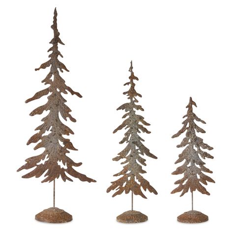 "Buy the Gold Glitter Metal Tree Set, 17.5\", 22.5\" & 29.75\" at Michaels. com. Create a holiday display anywhere in your home with these gold metal trees as your focal point. They will add a glittery shine to your Christmas décor. Create a holiday display anywhere in your home with these gold metal trees as your focal point. They will add a glittery shine to your Christmas décor. Details: Gold with glitter accents Sizes: 17.5\" (44.45 cm), 22.5\" (57.15 cm) and 29.75\" (75.57 cm) height Set of Grey Christmas Tree, Tree Cut Out, Woodland Tree, Christmas Tabletop Decor, Holiday Tree Decorations, Grey Christmas, Christmas Tabletop, Metal Christmas Tree, Love Frames