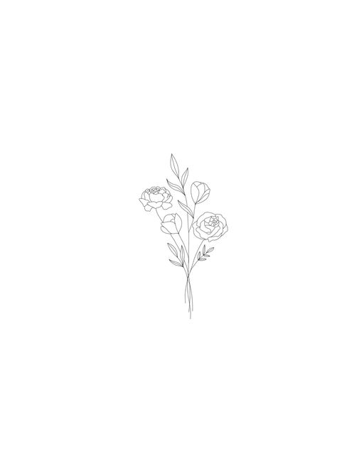 Three Rose Tattoo Design, Gardenia Fine Line Tattoo, Tulip And Peony Tattoo, Ranunculus Drawing Simple, Peony Tulip Tattoo, Tulips And Roses Tattoo, Simple Peony Drawing, Minimalist Flower Tattoo Line Drawings, Peony Drawing Simple