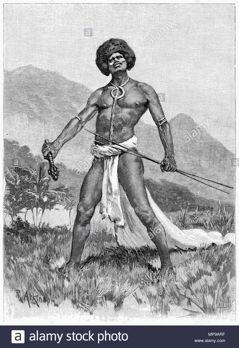 Engraving of an armed Fijian Mountain Chief. From the Picturesque Atlas of Australasia Vol 3, 1886Stock Photo Indian Warrior, Aboriginal American, American Indian History, Black Indians, Indigenous Americans, Indian History, Native American Indians, Indian Art, American History