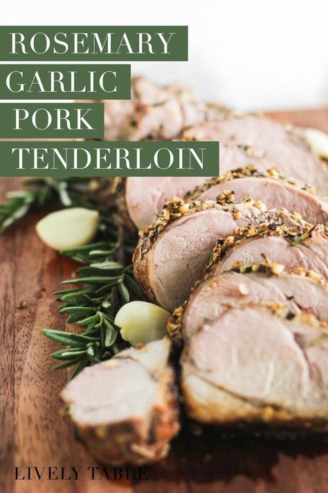 Whether for a weeknight dinner or to serve for guests, this easy garlic and rosemary crusted pork tenderloin is sure to impress as your main dish! It's simple to make with only 5 ingredients and comes out flavorful and tender every time. Garlic Rosemary Pork Tenderloin, Easy Pork Tenderloin Recipe, Rosemary Pork Tenderloin, Easy Pork Tenderloin Recipes, Easy Pork Tenderloin, Cooking Pork Tenderloin, Rosemary Recipes, Pork Tenderloin Recipe, Clean Foods