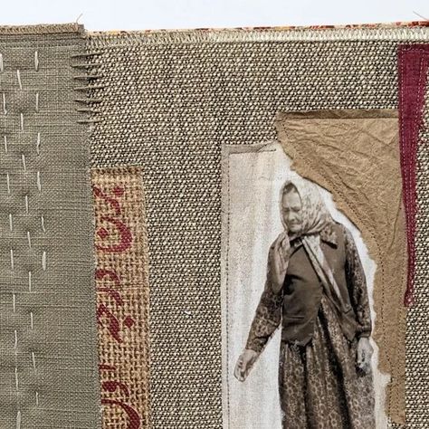 Zwia Lipkin on Instagram: ""The Chili Seller." Made of remnants of upcycled fabrics, lace, Momigami paper and pieces of a rice sack. Stained with coffee grounds. Machine and hand stitched. . . . #stitchingbyhand #handstitch #handstitched #sashikostitching #stitchedart #stitchedcollage #textilecollage #zwialipkin #fibreartist #collageartist #collage #collageartwork #fabriccollage #mixedmediaartist #mixedmediacollage #aprilforartists2023 #newartwork #wallart #artforbreakfast #artistsharing #xinjia Zwia Lipkin, Momigami Paper, Collage Artwork, Collage Artists, Mixed Media Artists, Coffee Grounds, Mixed Media Collage, Sashiko, Hand Stitched