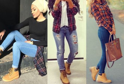 How To Wear Timberlands Women, Skyla Bay Timberland Outfit, How To Wear Timberland Boots Women, Timberland Heel Boots Outfit, Caterpillar Boots Outfit, Outfits To Wear With Timberlands, Outfits With Timberland Boots Women, How To Style Timberlands, White Sweatpants Outfit