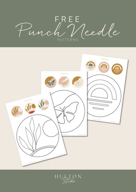 Free Boho Punch Needle Patterns — HUFTON STUDIO Boho Punch Needle, Free Punch Needle Patterns, Rug Hooking Patterns Free, فن النسيج, Easy Punch, Mug Rug Patterns, Boho Embroidery, Rug Hooking Patterns, Punch Needle Patterns