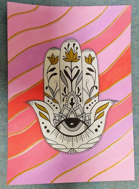 Hamsa hand art Hamsa Painting Easy, Hamsa Canvas Painting, Hamsa Hand Painting, Hansa Hand, Hamsa Painting, Hamsa Hand Art, Good Vibes Art, Hamsa Art, Painting Canvases