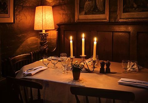 A candlelit table at La Poule au Pot Candle Lit Dinner, Brunswick House, The Glass Menagerie, London Neighborhoods, Dinner Restaurant, Sloane Square, Wood Charcoal, Restaurants In London, Ceiling Murals