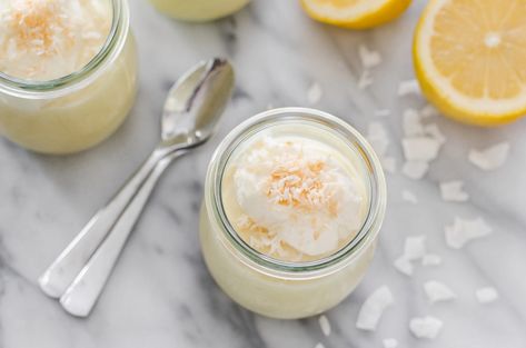 Lemon Zucchini, Coconut Pudding, Sweetened Whipped Cream, Coconut Desserts, Lemon Dessert Recipes, Pudding Cups, Lemon Coconut, Lemon Pudding, Pudding Desserts