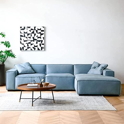 Lounge Minimalist, Deep Sectional Sofa, Light Blue Sofa, Deep Sectional, Blue Sectional, Couch With Chaise, Corner Couch, Corner Sofa Set, Modul Sofa