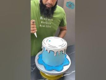 Cartoon Cake How To, Fondant Drip Cake, Cartoon Cake Without Fondant, How To Make A Comic Cake, Buttercream Cartoon Cake, Comic Cartoon Cake Ideas, How To Make Cartoon Cake, Cute Cake Drawing Easy, Comic Cakes Ideas