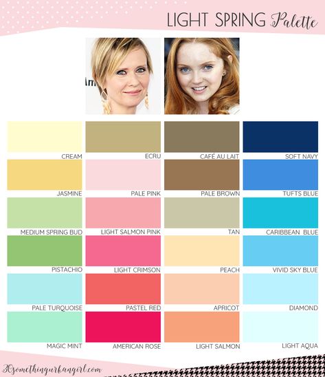 Best colors for Light Spring seasonal color women; Light Spring color palette with names Light Spring Palette, Light Spring Color Palette, Light Summer Color Palette, Light Spring Colors, Spring Palette, Spring Color Palette, Spring Hair Color, Summer Color Palette, Seasonal Color Analysis