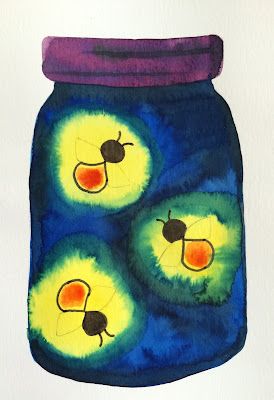 Kathy's Art Project Ideas: Glow in The Dark Firefly Art Lesson Firefly Painting, Fireflies Craft, Fireflies In A Jar, Firefly Art, Glow Paint, 2nd Grade Art, 6th Grade Art, Jar Art, Bug Art