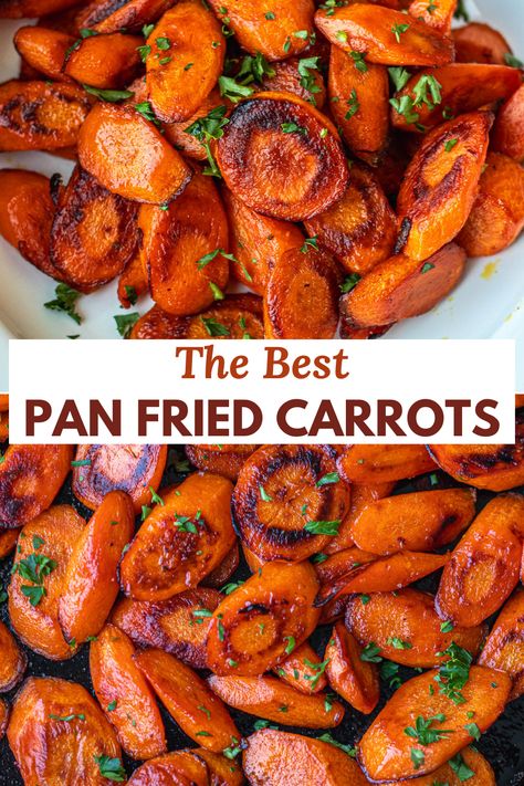 Savory Cooked Carrots, Pan Fry Carrots, Pan Carrots Recipe, Skillet Carrots Recipe, Easy Carrot Side Dish Recipe, Carrot Recipes Main Dish, Quick Carrot Recipes, Saute Carrots Recipes, Pan Fried Carrots Recipe