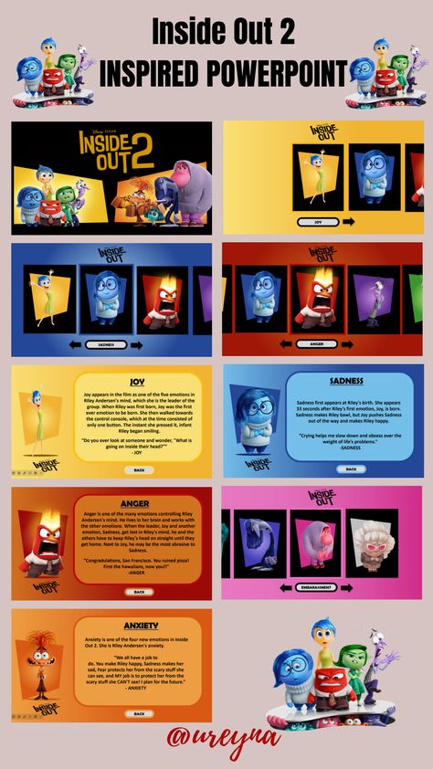 Inside Out 2 Themed Powerpoint Template - Hyperlink | Free Download #insideout2 Inside Out Presentation, Research Powerpoint Presentation, Canva People Elements Keyword, Ppt Slide Ideas, Powerpoint Slide Designs Templates, Free Presentation Template, Math Powerpoint Templates, Google Slide Ideas, Ppt Ideas Slide Design