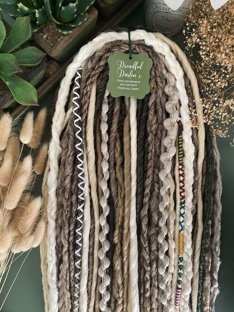 DreadfulDarlins - Etsy Blonde Ombre Extensions, Half Dreads Styles For Women White, Blonde Dreadlock Extensions, Faux Locs White Women, Womens Dreadlock Styles, Braided In Dreads Extensions, Half Dreaded Hair Extensions, Viking Hair Extensions, Double Ended Dread Extensions