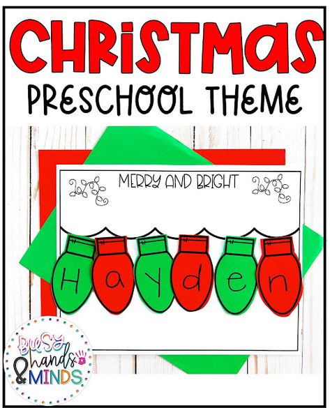 Christmas Lights Name Preschool, December Name Crafts, Christmas In Preschool, Christmas Theme Preschool Activities, Christmas Name Activities Preschool, Christmas Language Activities Preschool, Christmas For Preschoolers, Christmas Name Crafts Preschool, Christmas Learning Activities Preschool