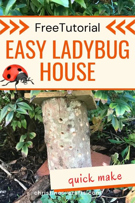 ladybug hotel made from a log Ladybird House Diy, Ladybug House Diy, Ladybug Habitat Diy, Diy Ladybug House, Diy Ladybug, Ladybug House, Ladybug Garden, Bug Hotel, Ladybug Crafts