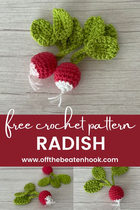 Radish Crochet Pattern, Crochet Olive Free Pattern, Raspberry Crochet Free Pattern, Veggie Crochet Free Pattern, Crochet Pasta Pattern Free, Garlic Crochet Free Pattern, Crochet Radish Free Pattern, Crochet Play Food Free Pattern Kids, Crochet Garlic Pattern Free