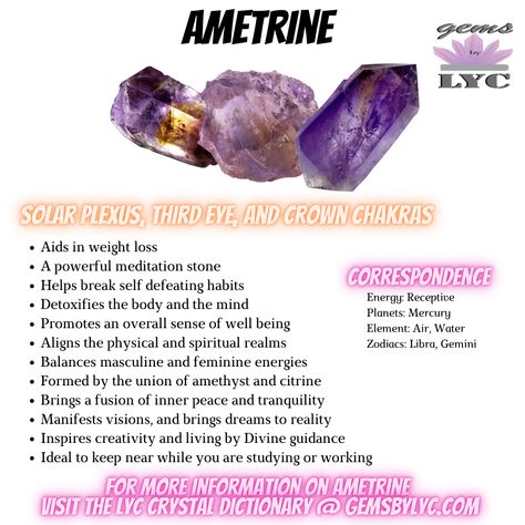 Ametrine Crystal Meaning, Ametrine Meaning, Crystal Dictionary, Ametrine Crystal, Crystal Magick, Crystal Spiritual, Powerful Meditation, Crystal Seashells, Healing Stones Jewelry