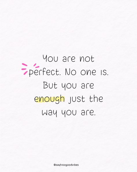 Embrace your imperfections and know that you are enough just as you are. Celebrate your unique self! 💖🌟 #YouAreEnough #SelfLove #PerfectlyImperfect #BeYourself #SelfAcceptance #LoveYourself #CelebrateYou #EmbraceYourself #Authenticity #StayTrue Quote You Are Enough, Your Enough, Smile Zone, Brace Yourself, June 17, Self Acceptance, You Are Enough, The Way You Are, Perfectly Imperfect