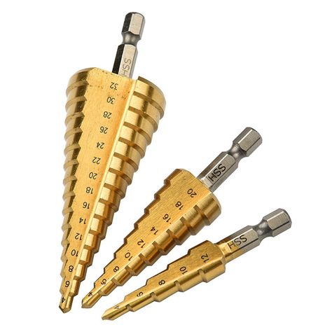 ELEOPTION High Speed Step Drill Bits Set For Metal Hss Titanium Metric With Size 412mm/420mm/432mm Total 15 Step And 3 Piece Set For DIY Woodworking Metal Punching Tools -- See the picture link even more details. (This is an affiliate link). #woodworkingtools Tool Wall Storage, Electrical Hand Tools, Metal Steps, Vintage Hand Tools, Step Drill, Hand Tool Set, Hand Tool Sets, Drilling Tools, Woodworking Hand Tools