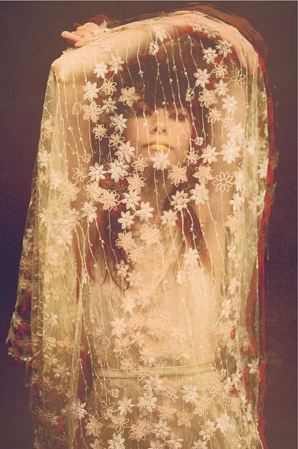 Veil, A Woman, Flowers