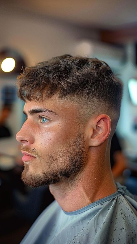 30 Confident Men’s Hairstyles for the Modern Era Hairstyle Fade Men, Men’s Haircut Short Hair, Mens Haircuts Short Receding Hairline, Brushed Texture Haircut, Men’s Haircut Back Of Head, White Men Haircut Fade, Lads Haircuts, Skin Fade Textured Fringe, Shorter Men’s Haircut